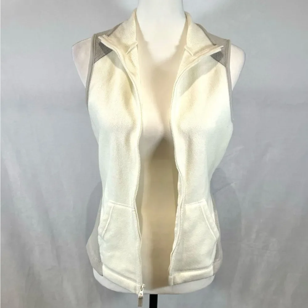 Old navy white and tan fuzzy vest size small
